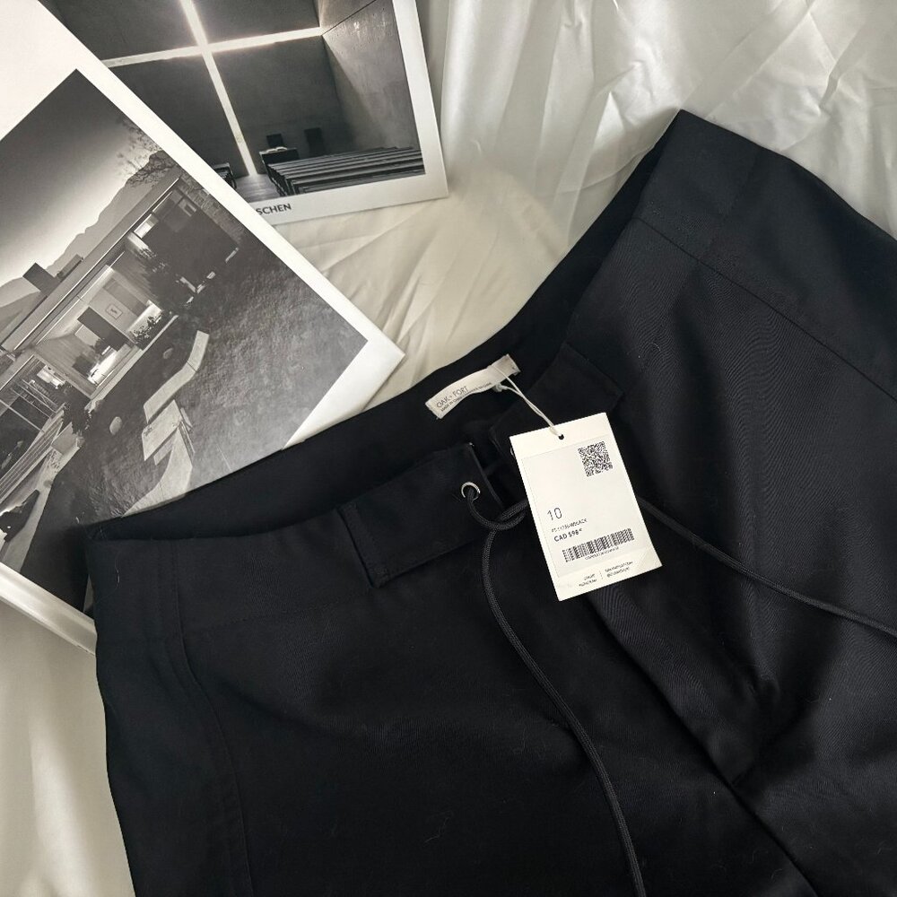 Oak + Fort Black Cargo Parachute Pants